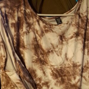 SHEIN Brown and Cream Short Sleeve Tee